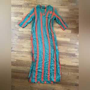 Mini Rodini Green and Red V-Neck Dress Women's Medium